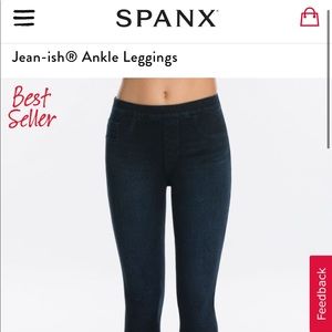 Spanx XL jeanish leggings, dark rinse